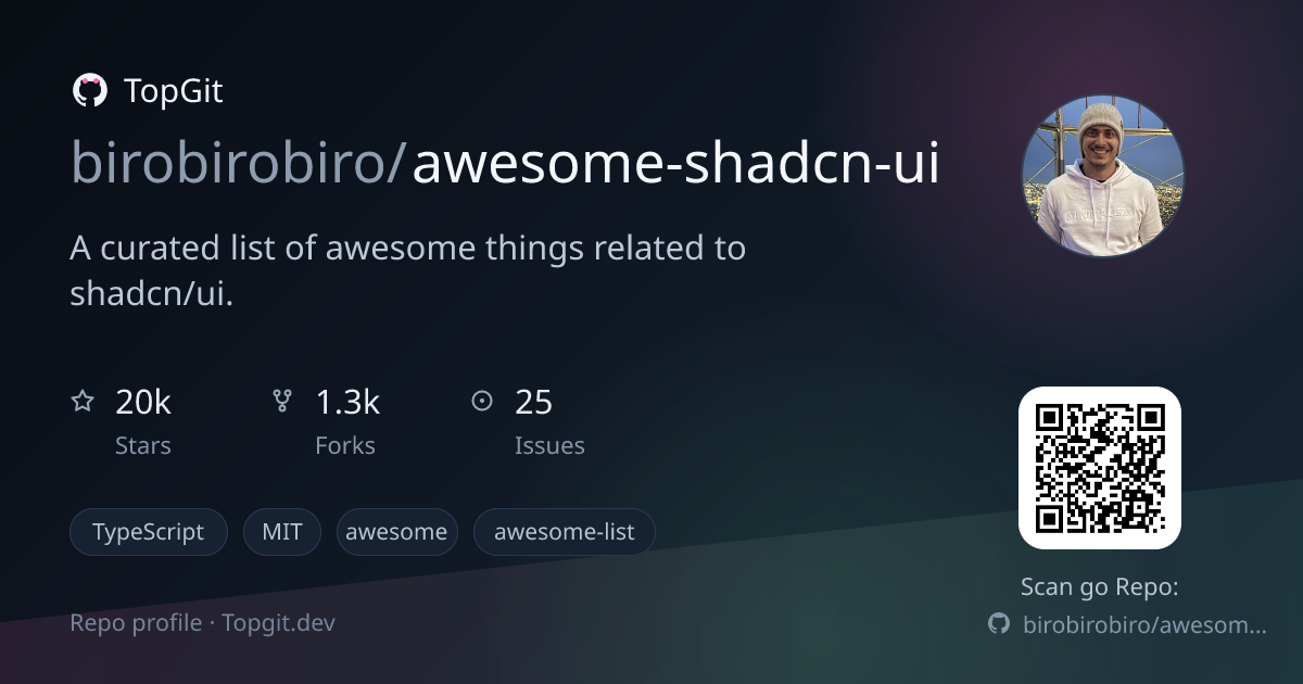 TopGit repo profile image for birobirobiro/awesome-shadcn-ui