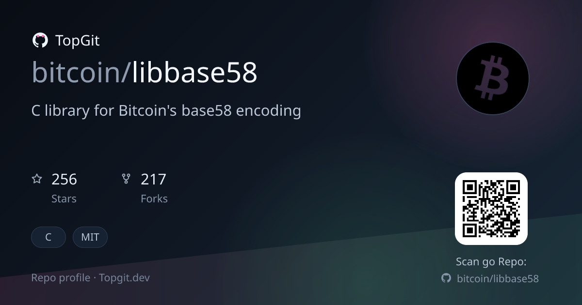 TopGit repo profile image for bitcoin/libbase58