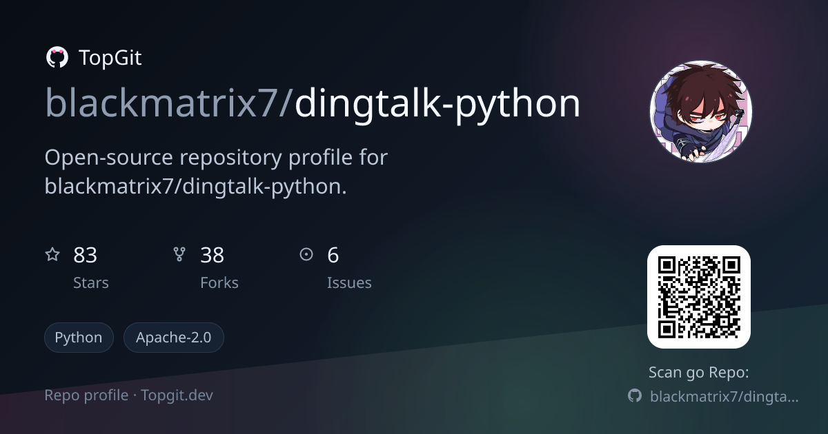 TopGit repo profile image for blackmatrix7/dingtalk-python