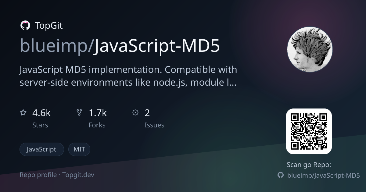TopGit repo profile image for blueimp/JavaScript-MD5