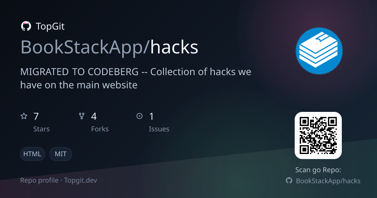 TopGit repo profile image for BookStackApp/hacks