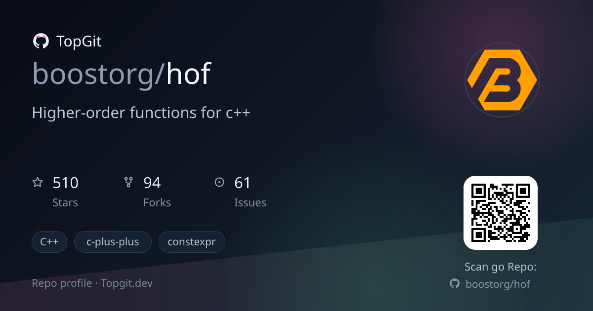 TopGit repo profile image for boostorg/hof