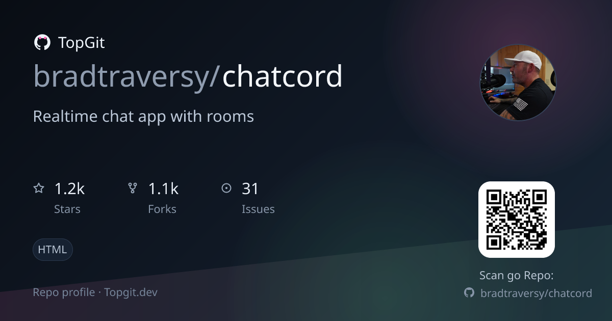 TopGit repo profile image for bradtraversy/chatcord