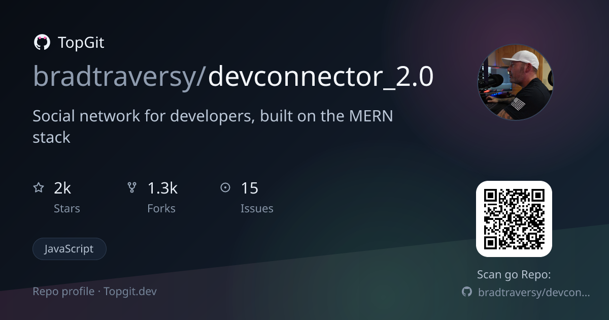 TopGit repo profile image for bradtraversy/devconnector_2.0