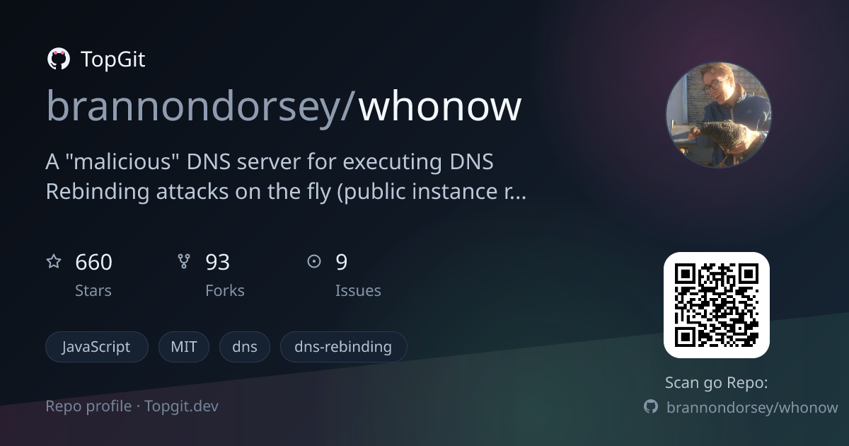 TopGit repo profile image for brannondorsey/whonow