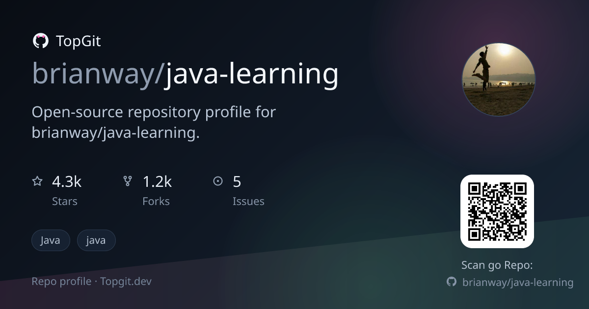 TopGit repo profile image for brianway/java-learning
