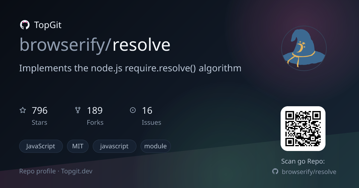 TopGit repo profile image for browserify/resolve