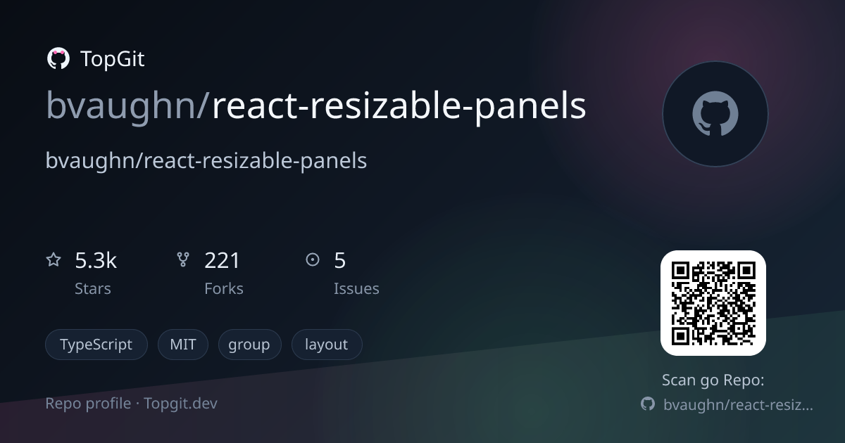 TopGit repo profile image for bvaughn/react-resizable-panels