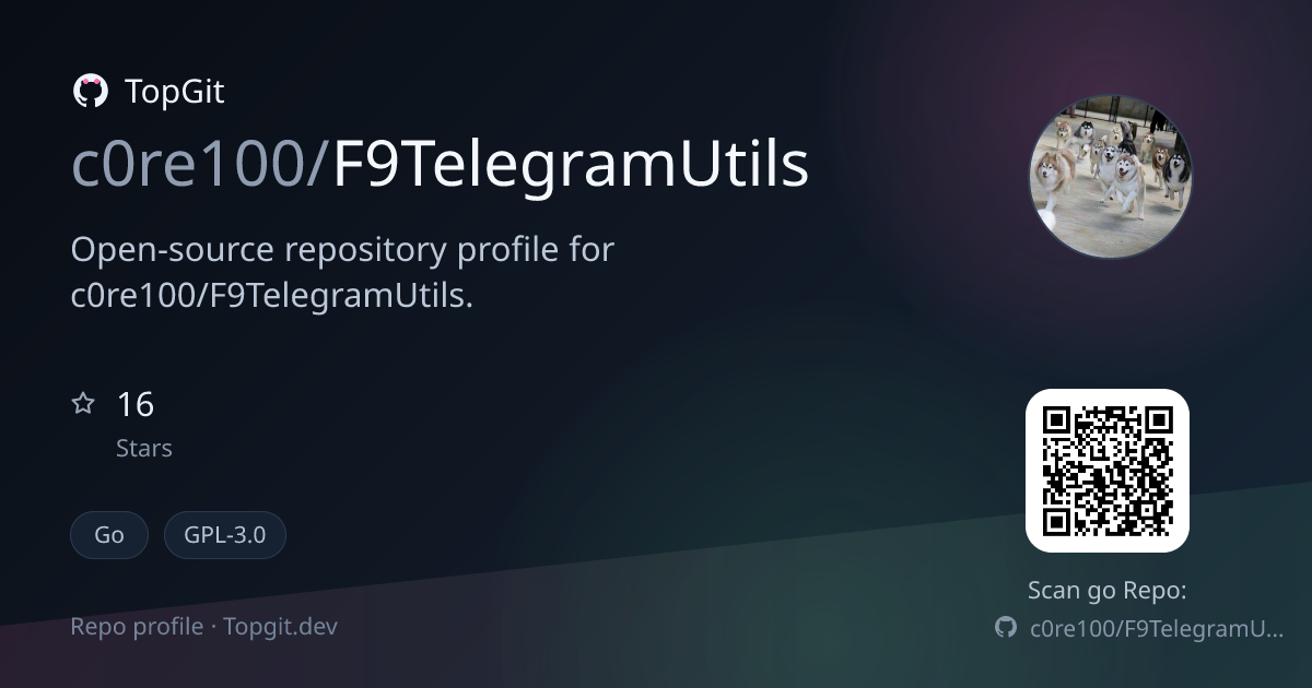 TopGit repo profile image for c0re100/F9TelegramUtils