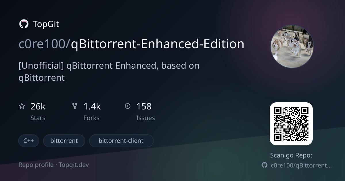TopGit repo profile image for c0re100/qBittorrent-Enhanced-Edition
