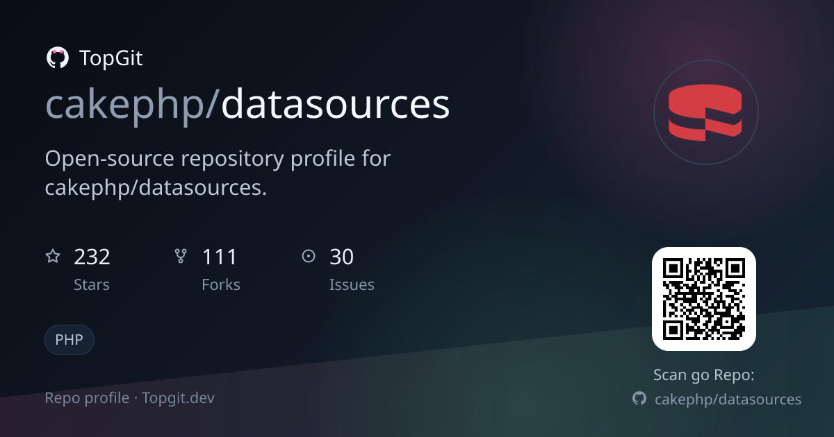 TopGit repo profile image for cakephp/datasources