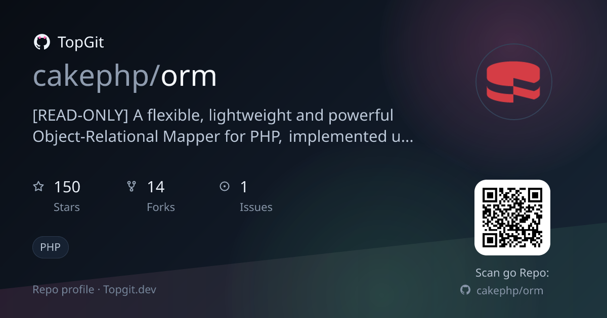 TopGit repo profile image for cakephp/orm