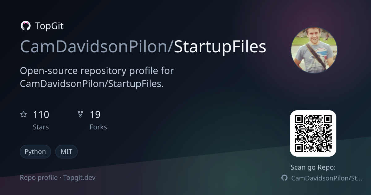 TopGit repo profile image for CamDavidsonPilon/StartupFiles