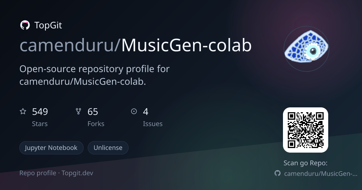 TopGit repo profile image for camenduru/MusicGen-colab