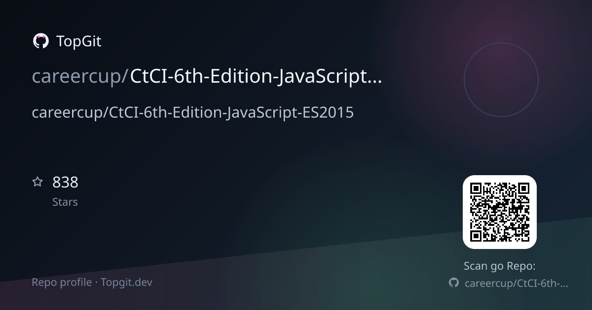 TopGit repo profile image for careercup/CtCI-6th-Edition-JavaScript-ES2015