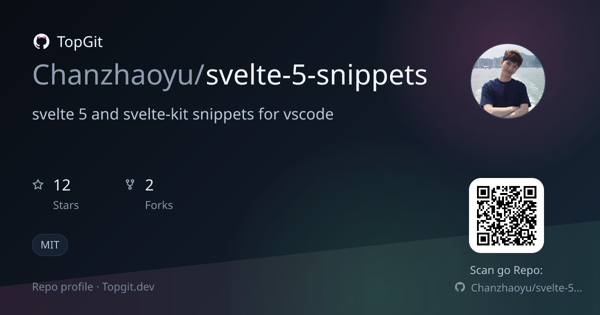 TopGit repo profile image for Chanzhaoyu/svelte-5-snippets