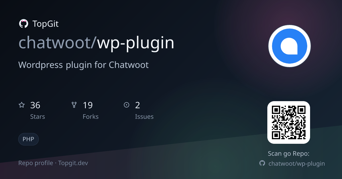 TopGit repo profile image for chatwoot/wp-plugin