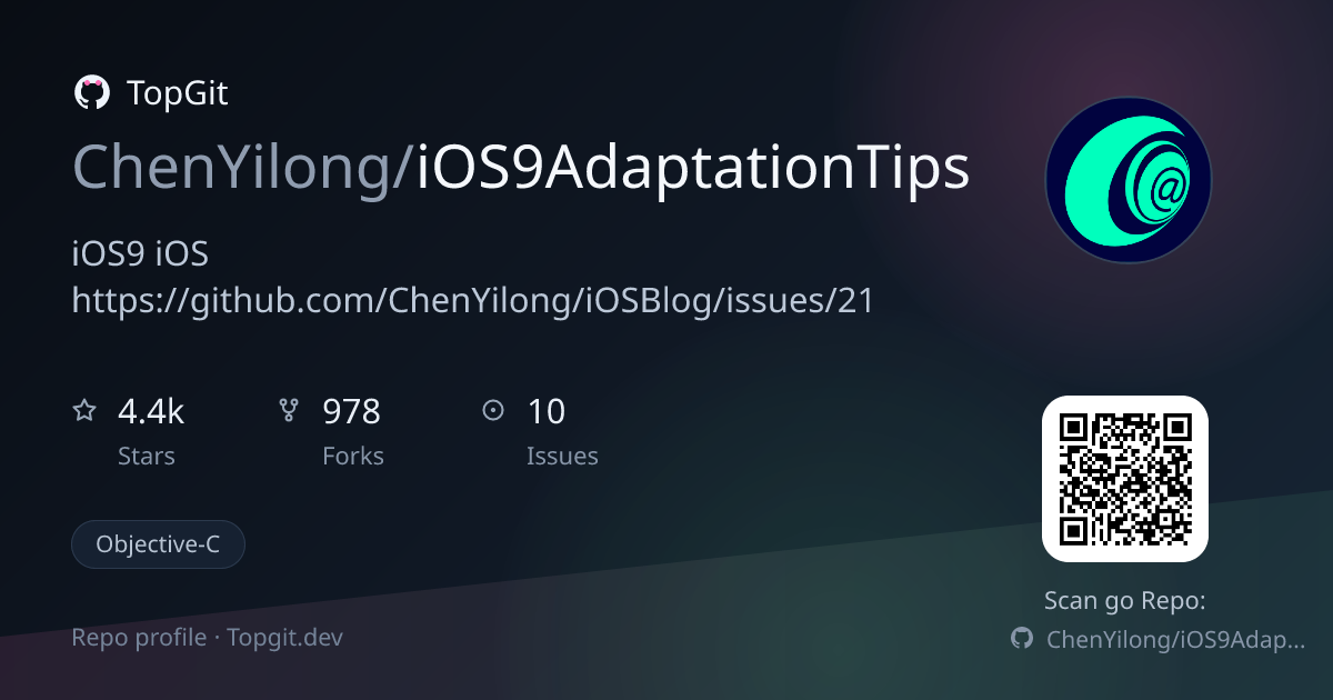 TopGit repo profile image for ChenYilong/iOS9AdaptationTips