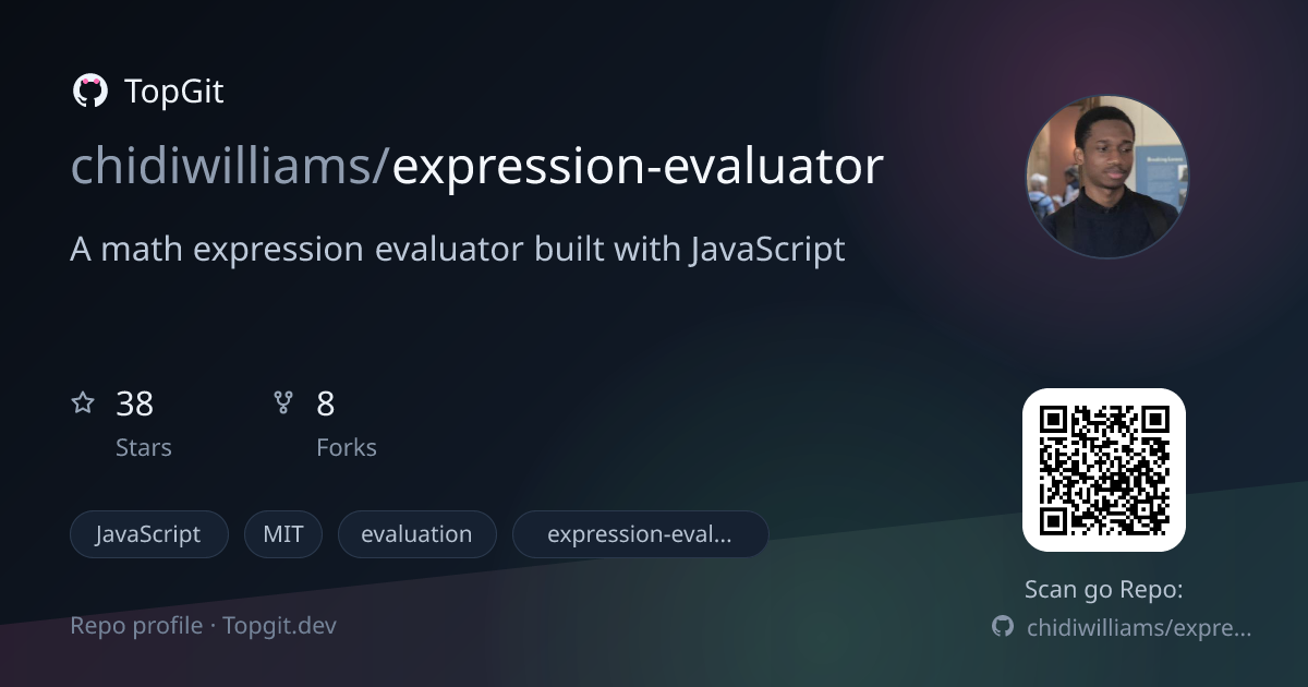 TopGit repo profile image for chidiwilliams/expression-evaluator