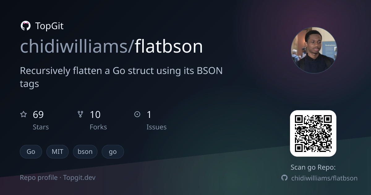 TopGit repo profile image for chidiwilliams/flatbson