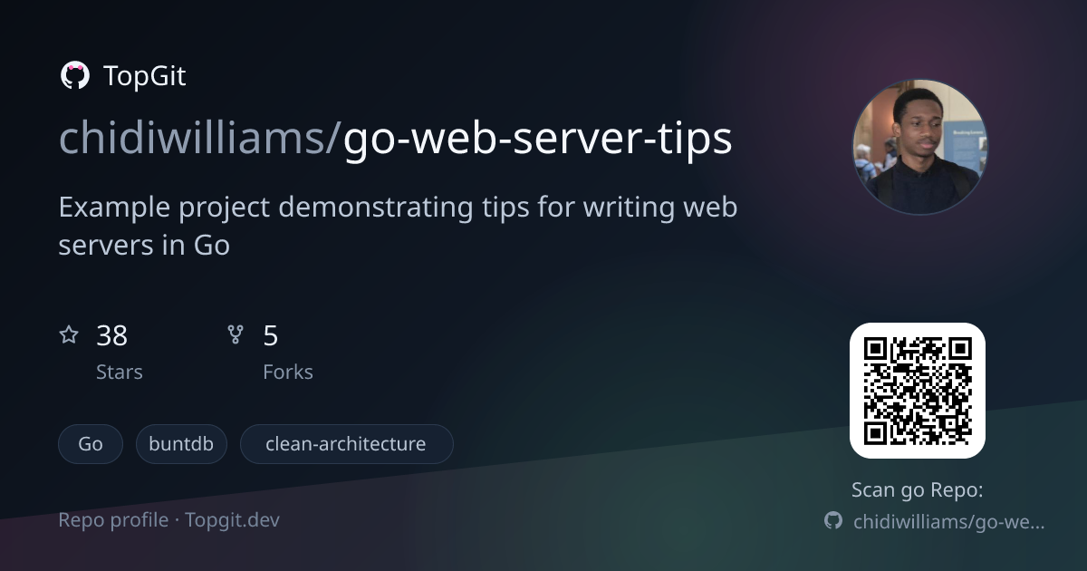 TopGit repo profile image for chidiwilliams/go-web-server-tips