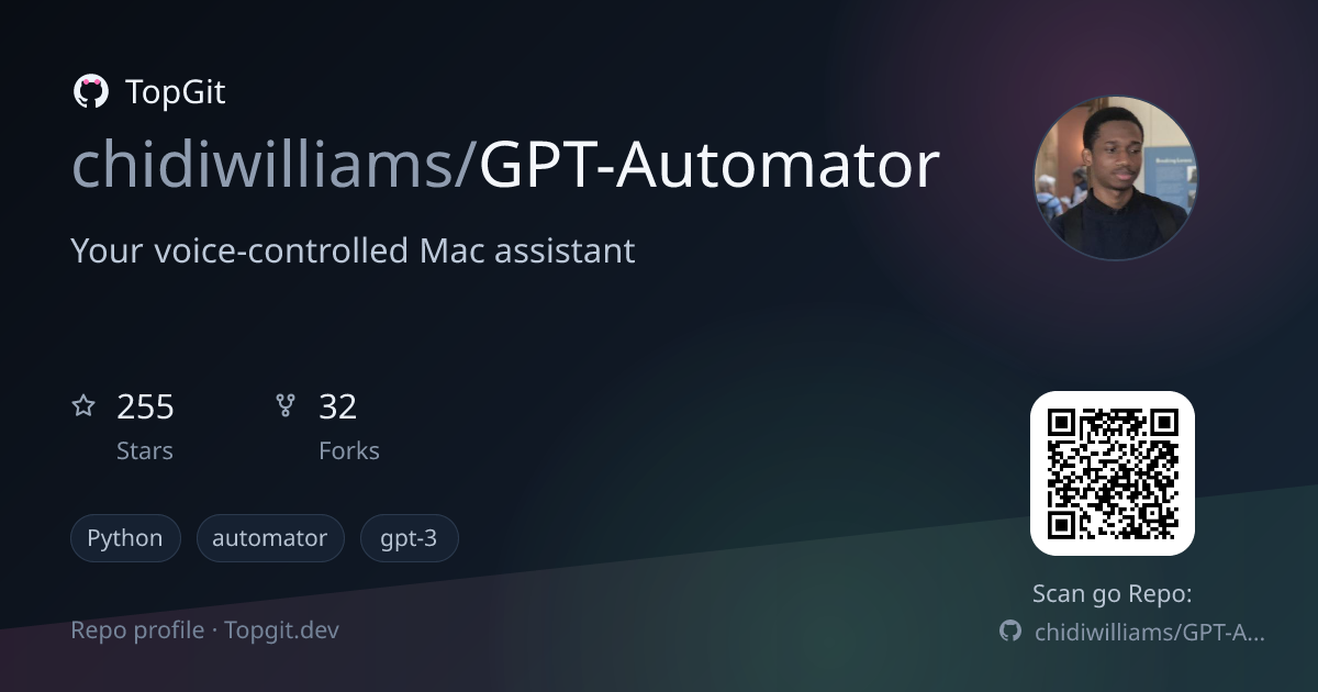 TopGit repo profile image for chidiwilliams/GPT-Automator