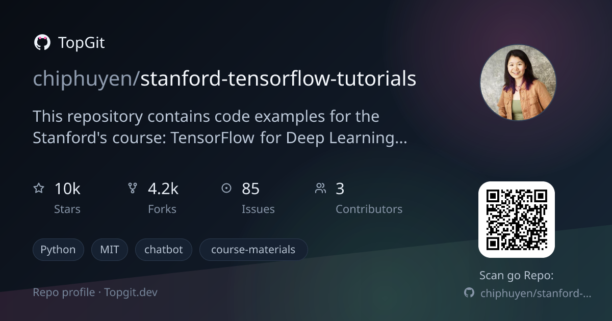 TopGit repo profile image for chiphuyen/stanford-tensorflow-tutorials