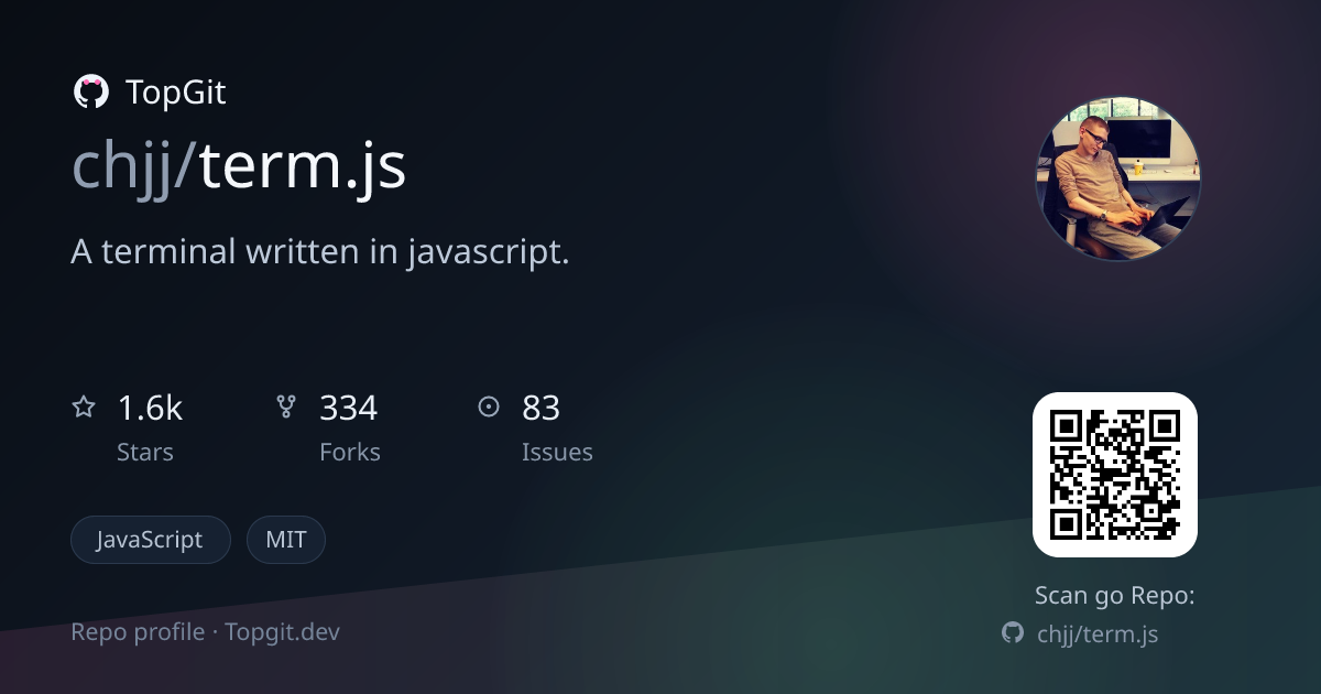 TopGit repo profile image for chjj/term.js