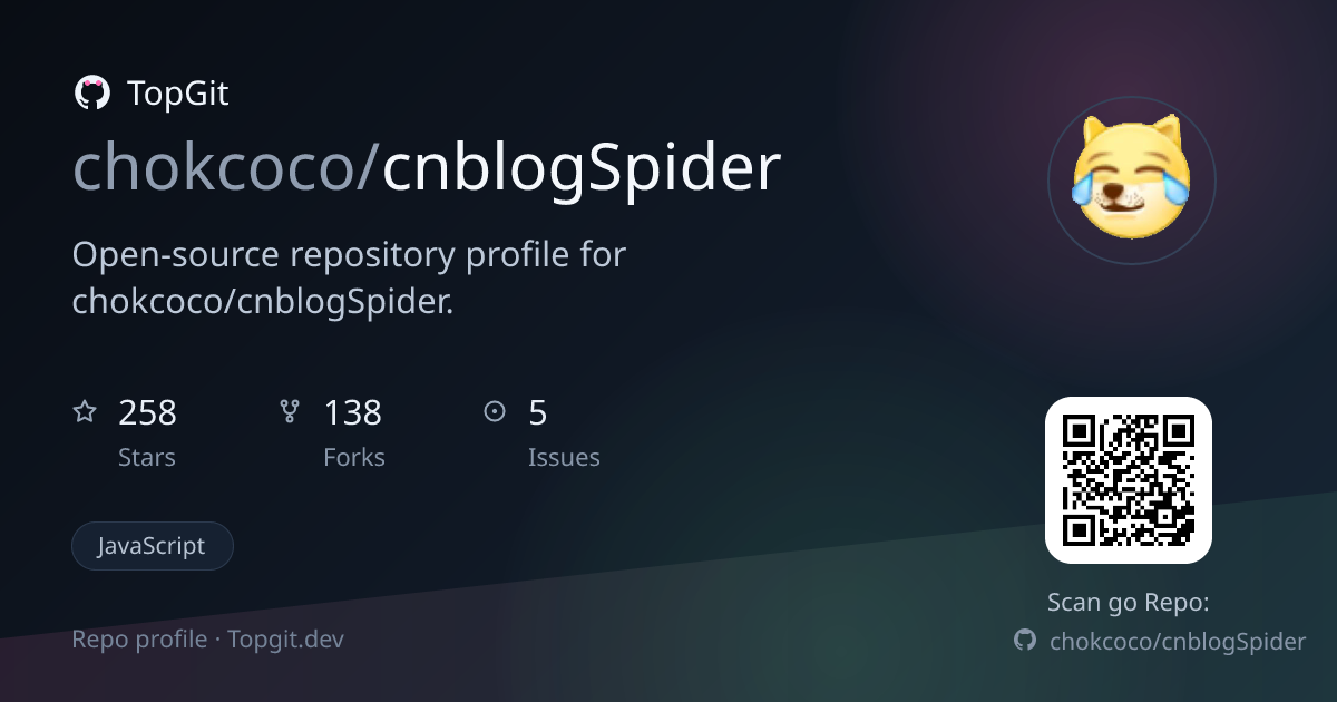 TopGit repo profile image for chokcoco/cnblogSpider