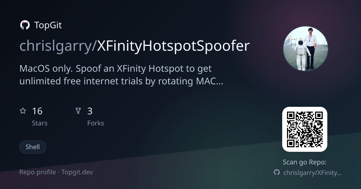 TopGit repo profile image for chrislgarry/XFinityHotspotSpoofer