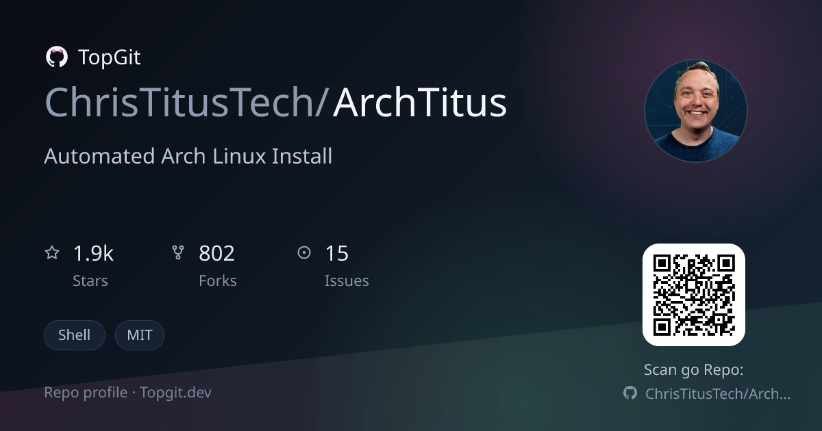 TopGit repo profile image for ChrisTitusTech/ArchTitus