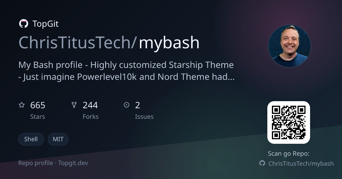 TopGit repo profile image for ChrisTitusTech/mybash