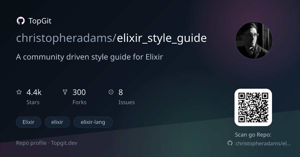 TopGit repo profile image for christopheradams/elixir_style_guide