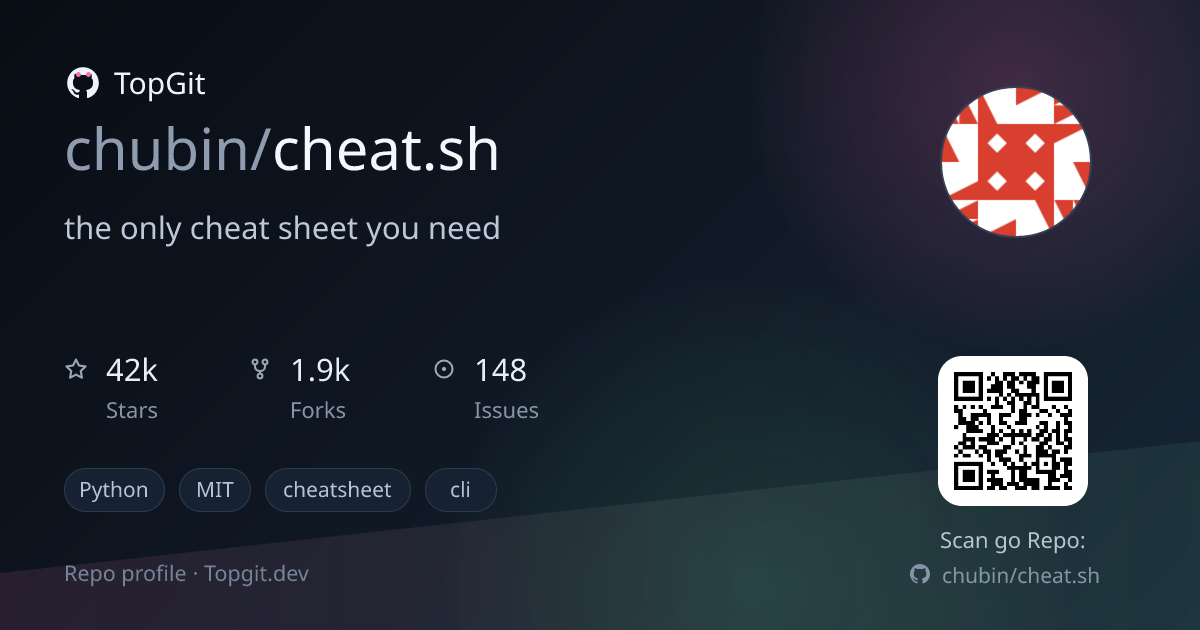 TopGit repo profile image for chubin/cheat.sh