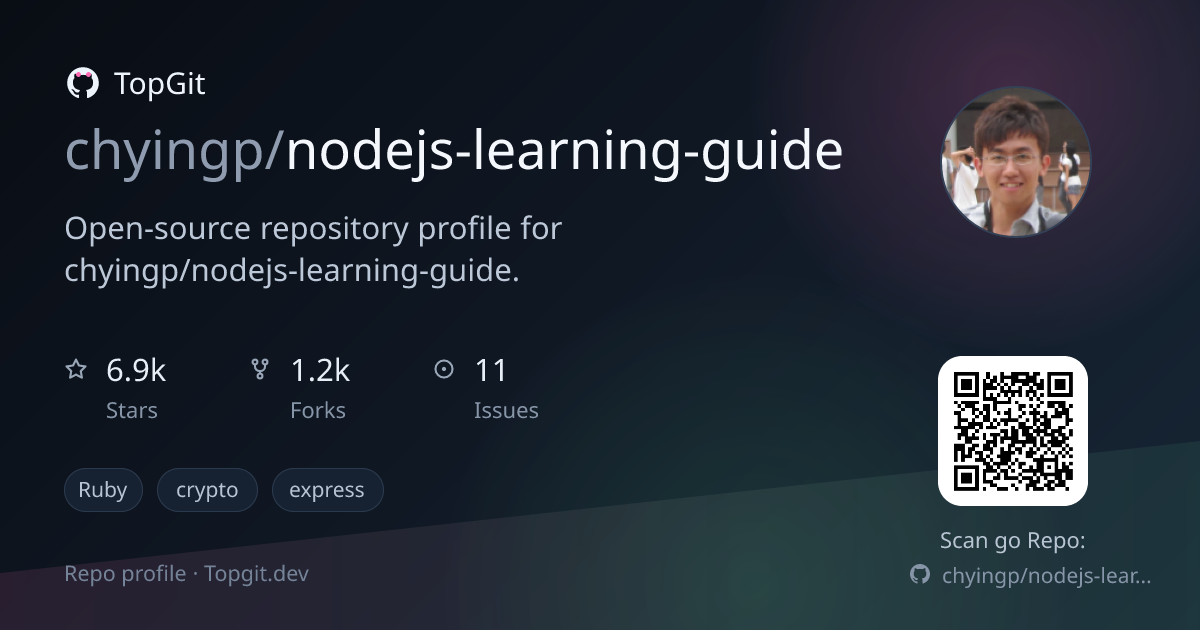 TopGit repo profile image for chyingp/nodejs-learning-guide