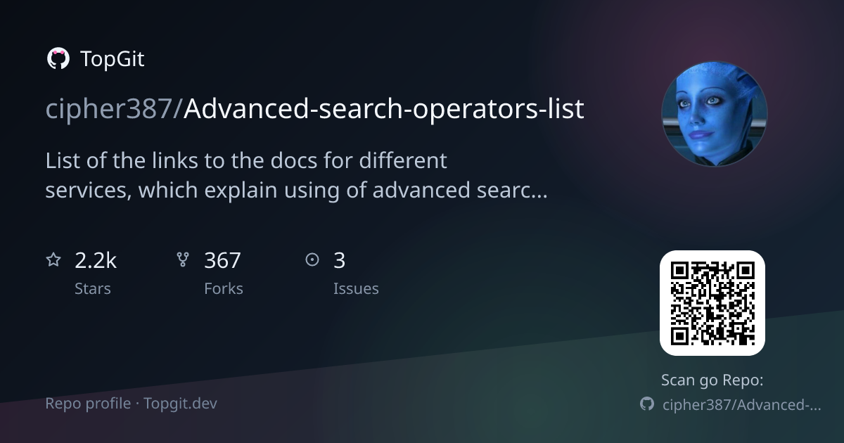 TopGit repo profile image for cipher387/Advanced-search-operators-list