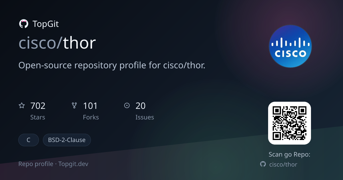 TopGit repo profile image for cisco/thor