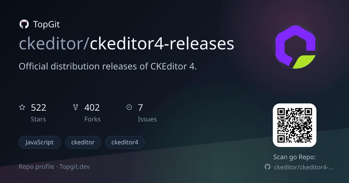 TopGit repo profile image for ckeditor/ckeditor4-releases
