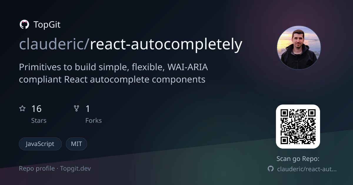 TopGit repo profile image for clauderic/react-autocompletely