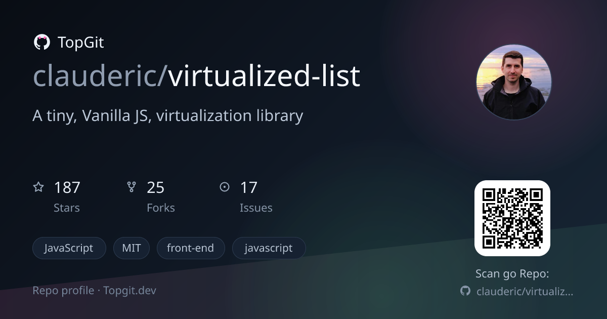 TopGit repo profile image for clauderic/virtualized-list