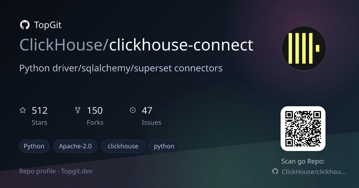 TopGit repo profile image for ClickHouse/clickhouse-connect