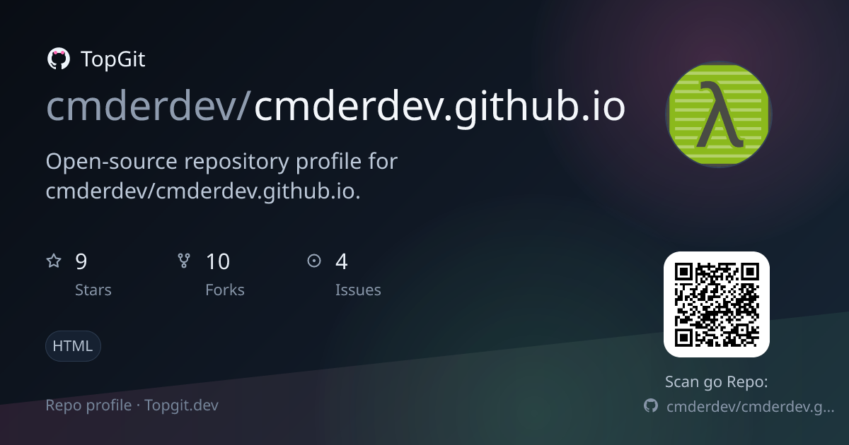 TopGit repo profile image for cmderdev/cmderdev.github.io