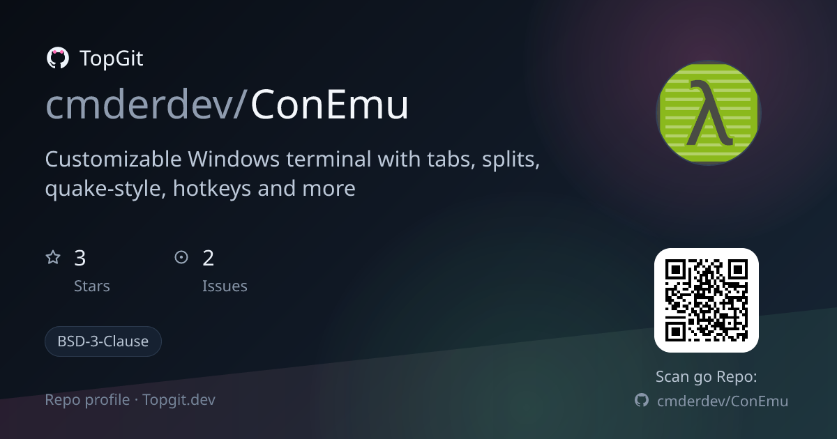 TopGit repo profile image for cmderdev/ConEmu
