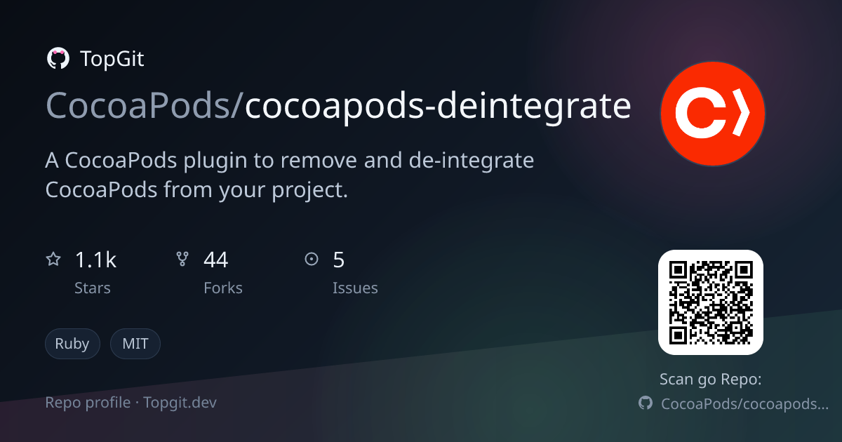 TopGit repo profile image for CocoaPods/cocoapods-deintegrate