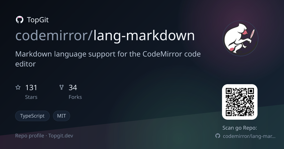TopGit repo profile image for codemirror/lang-markdown