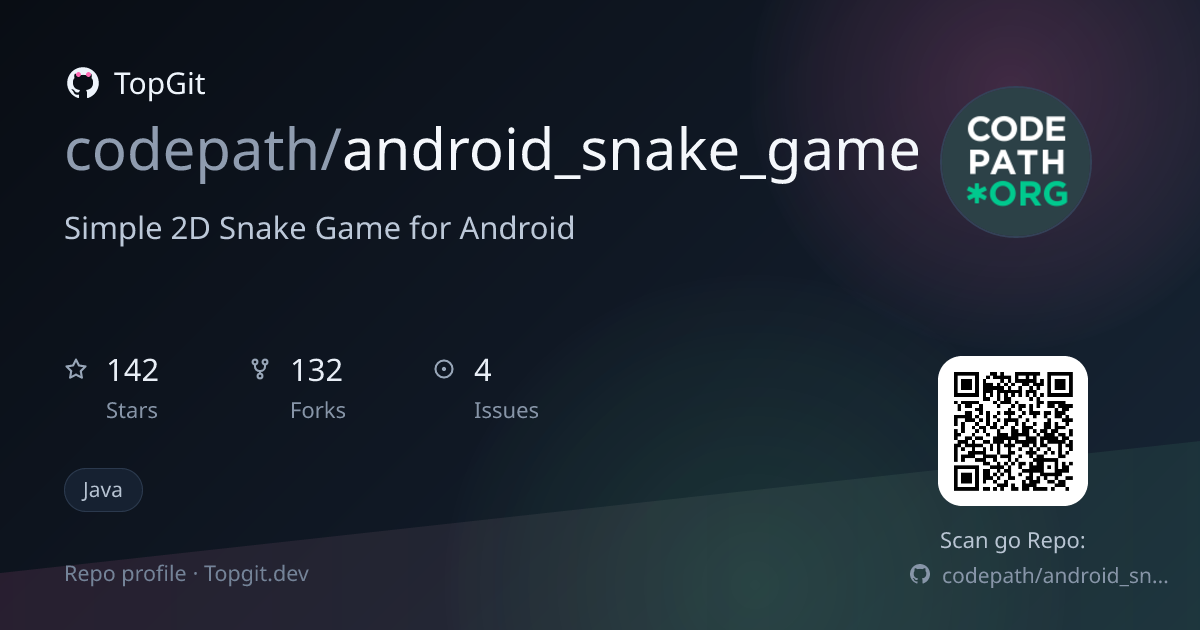 TopGit repo profile image for codepath/android_snake_game