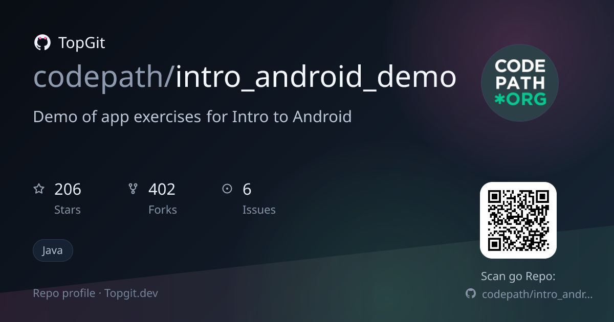 TopGit repo profile image for codepath/intro_android_demo