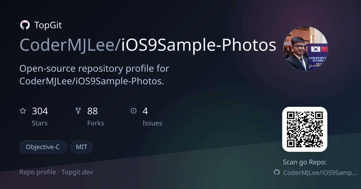 TopGit repo profile image for CoderMJLee/iOS9Sample-Photos