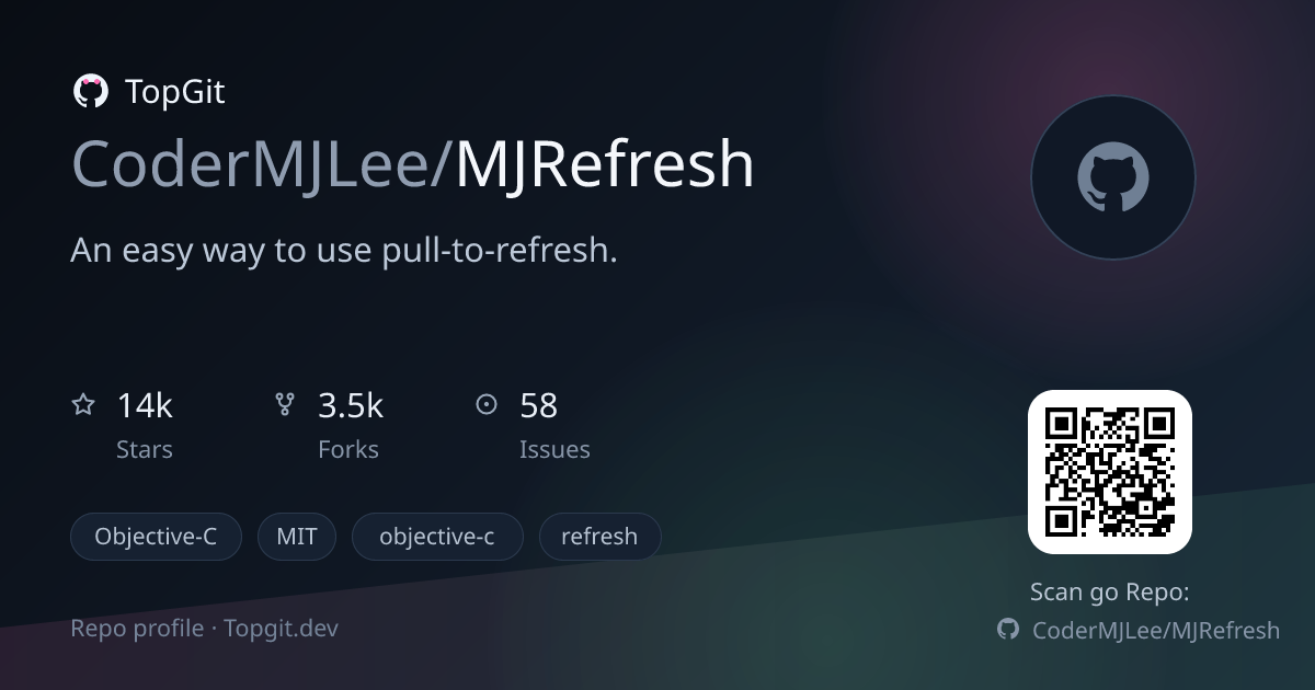 TopGit repo profile image for CoderMJLee/MJRefresh