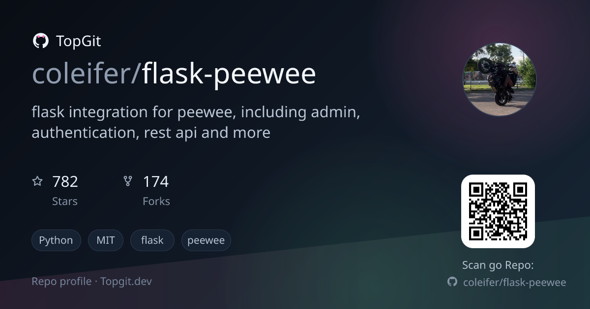 TopGit repo profile image for coleifer/flask-peewee